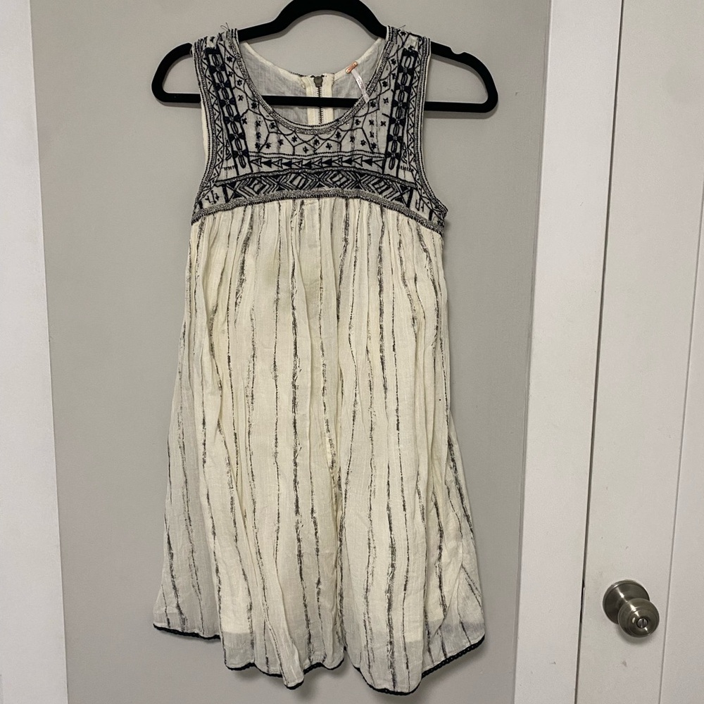 Cream and Black Beaded Dress